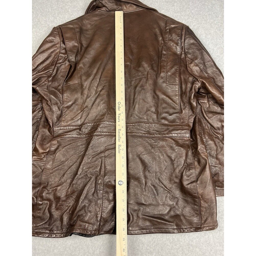 Vintage Symax Mens 46 Brown Leather Jacket 1970s Western Canadian Made - Picture 9 of 11